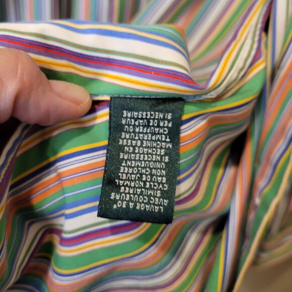 Lauren Ralph Lauren Womens Striped Multicolor Button Up Long Sleeve Shirt 1X - Picture 8 of 9